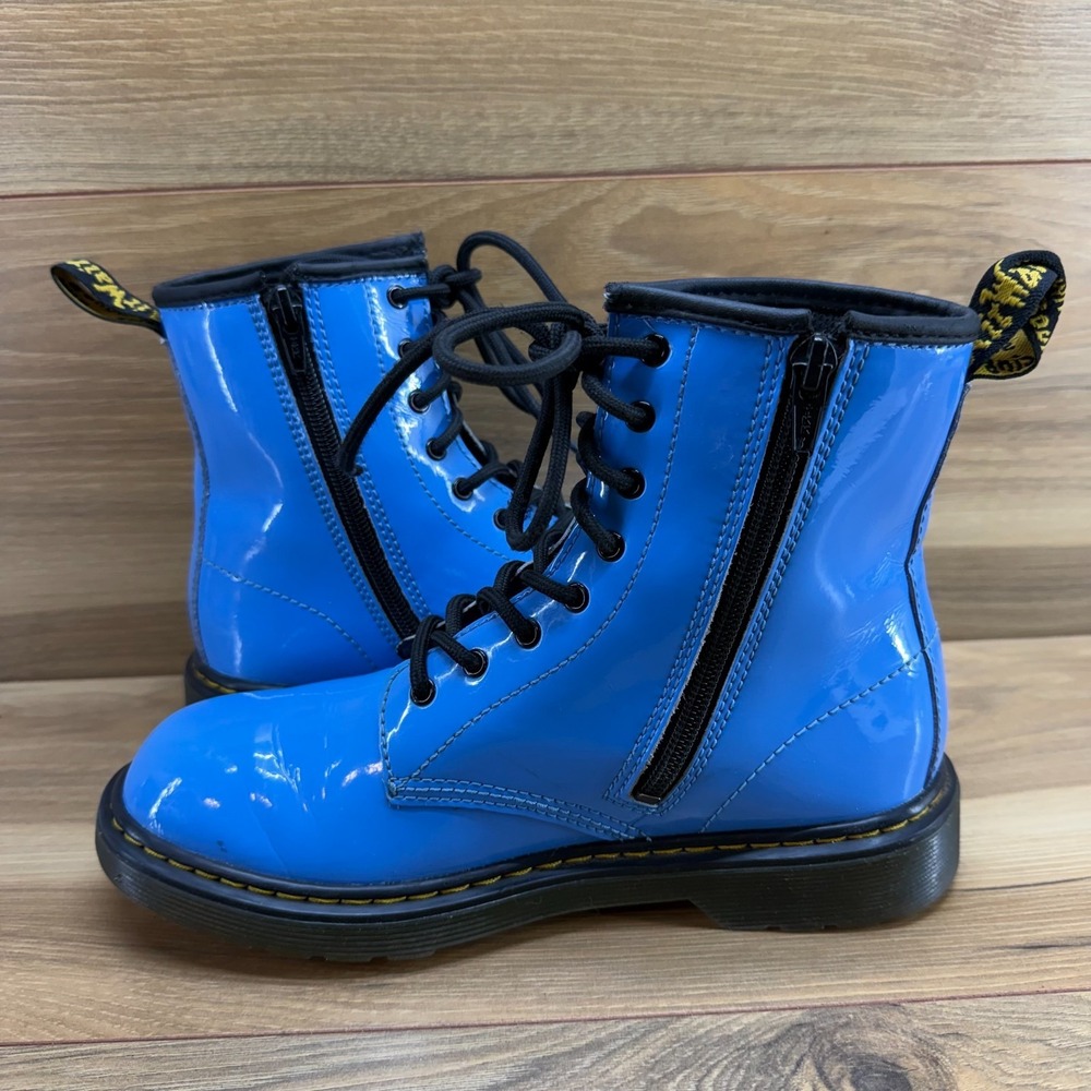 Dr Martens Youth Girls Zavala Boots 5 EU 37 Blue Patent Leather Casual Punk Zip - Picture 6 of 11